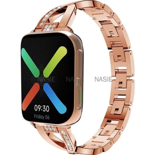 Correa Watchband for Oppo Watch 2 42mm 46mm Diamond Metal Strap for OPPO Watch 41MM 46mm Smart Watch Bracelet