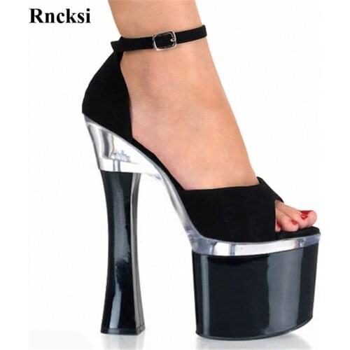 Rncksi Wedding Fashion New Square Heels And Sexy Shoes Comfortable Women Sandals With Patform 18cm High Heels Dance Sandals