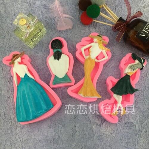 Princess Skirt Silicone Cake Mold Lady Girl Fondant Cake Mold Chocolate Decorating Tools Cake Baking Gypsum clay Moulds