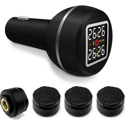 D580C TL Auto Car TPMS Tire Pressure Alarm Monitoring System + 4 External Sensors USB Charge Port Real-time Tyre Protection