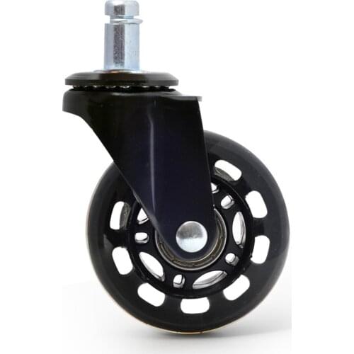 2.5Inch/3Inch PU Universal Wheel Circlip Caster Black Strong Load Bearing Transparent Wheel Office Chair Silent Wheel