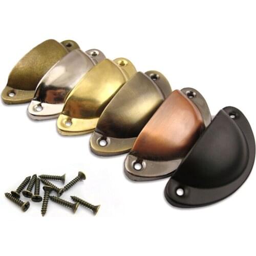 Retro Metal Kitchen Drawer Cabinet Door Handle And Furniture Knobs Handware Cupboard Antique Brass Shell Pull Handles