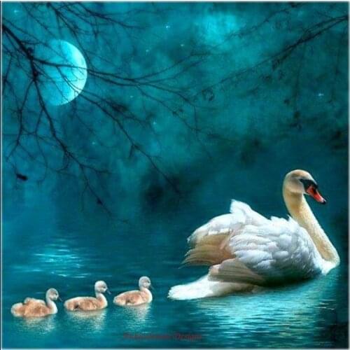 Embroidery Counted Cross Stitch Kits Needlework - Crafts 14 ct DMC DIY Arts Handmade Decor - Swan Lake