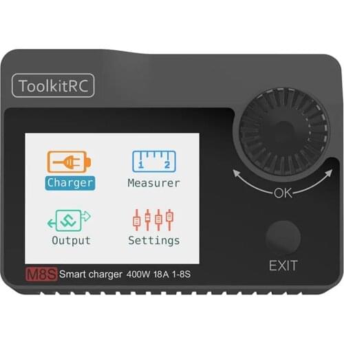 ToolkitRC M8S 400W 18A Color Screen Balance Charger Discharger for 1-8S Lipo LiHV Life Lion NiMh Pb Battery