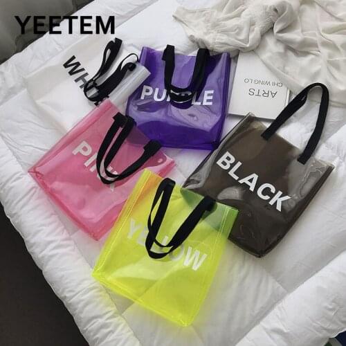 Womens Shoulder Bag Womens Large Capacity Simple Handbag Fashion Transparent Pvc Tote Bag Student Computer Bag Fashionable