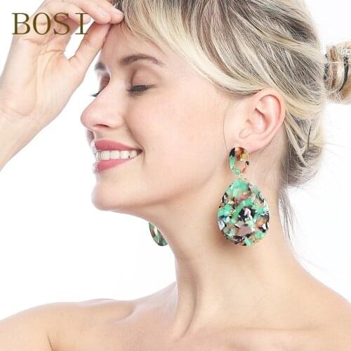 Acrylic Earrings Boho Acetate 2019 Women Drop Earings Fashion Jewelry Big Long Bohemian Dangle Accessories Geometric Rainbow cc