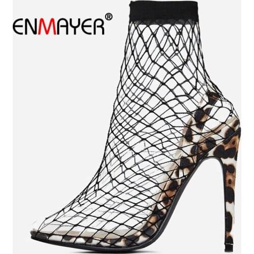 ENMAYER women sexy fashion high heel sandals Basic Super High Pointed Toe Casual Slip-On shoes woman high heel size 35-45 LY1257