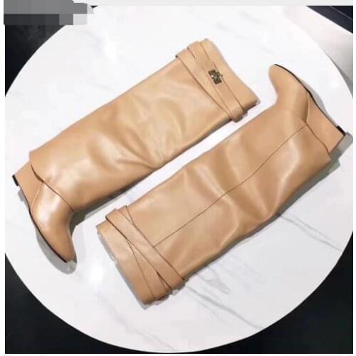 New Classic Fashion Design Woman Genuine leather Knee High Boots Women Long Boots High Quality Wedge Heel Long Boots Woman