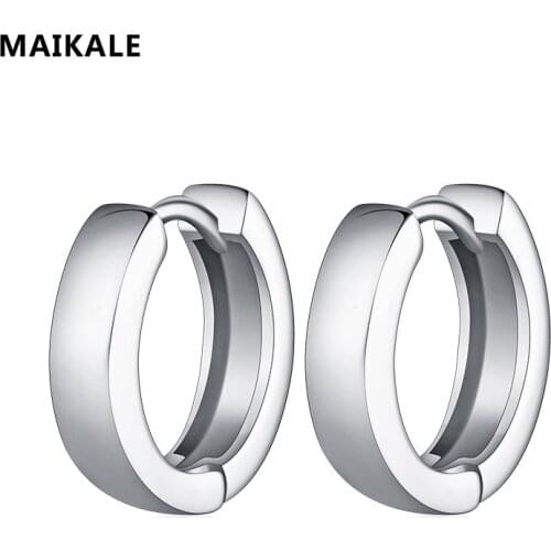 MAIKALE New Classic Copper Gold Silver Color Mens Punk Earring Round Korean Earings For Women Fashion Jewelry Send Friend Gifts