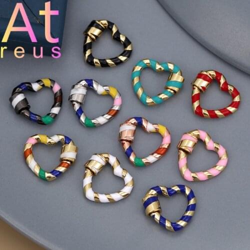 10Color Heart Shape Clasps Hooks Copper Dripping oil Jewelry Making Supplies DIY Bracelet Necklace Handmade Jewelry