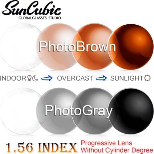 1.56 Index Photochromic Progressive Lens Without Cylinder degree Harden and Multiple Layers Coating for Eyes Protection