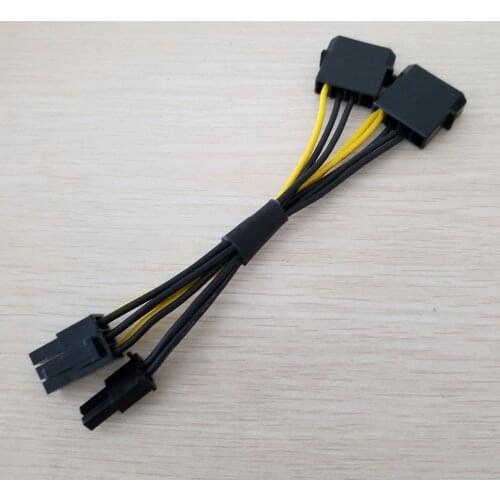 10pcs/lot Dual 4Pin IDE Molex to PCI-E PCI Express Graphics Video Display Card 8Pin Power Supply Cable 18AWG 15cm for BTC Miner