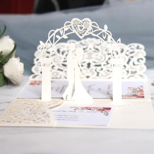 10pcs Cut Hollow Heart Shape Wedding Invitations Card Party Supplies H58C