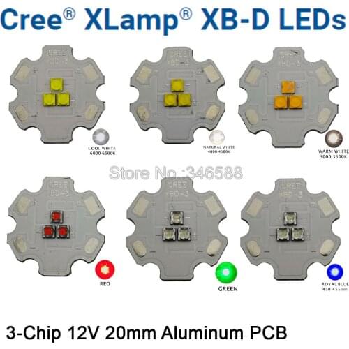 2pcs Cree XBD XB-D 3LEDs 3Chips LED Lighting Emitter Cool White / Warm White / Neutral White / Red / Green / Royal Blue Colors
