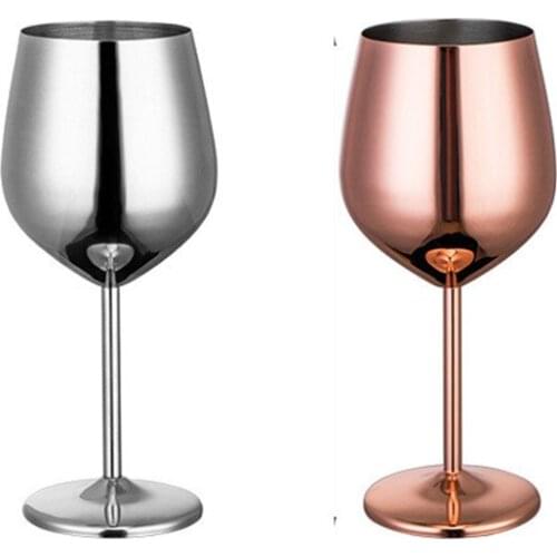 200-530ML Mirror Goblet 304 Stainless Steel Red Wine Cup Anti-broken Wine Glasses Stemware Winecup Durable Drinkware Bar Tools