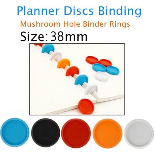 38mm 6pcs Round Ring Plastic Mushroom Hole Discs Loose-leaf Ring Book Binding Disc Buckle Hoop DIY Binder Notepad Office Binding