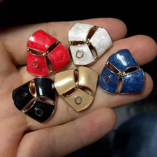 Triangular metal buttons new 10 pieces a lot red blue white sand black button with log stamp on back buttons for clothes jewelry