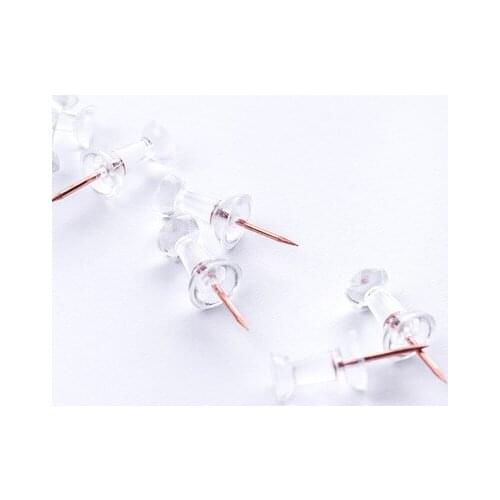 60pcs Rose Gold Push Pins Acrylic Cork Board Wall Nails Drawing Photo Wall Plastic Head Pins Steel Point Map Round Thumbtack