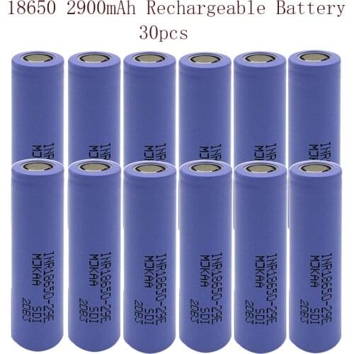 30PCS 100% Original INR18650-29E 2900mAh 10A 3.7V Rechargeable Battery 18650 Batteries High Drain with Flat Top Safety