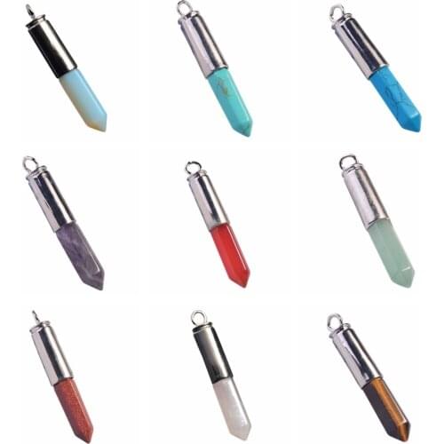 ASHMITA 2019 Rhodochrosite Hexagonal Bullet Pendant Necklace Girl Fashion Couple Stone Necklaces