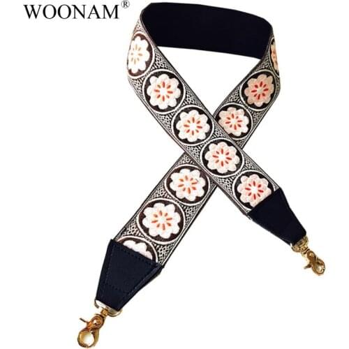 WOONAM Bohemian Artistic Pure Handcrafted 110cm Length Canvas Bag' Shoulder Strap WB478