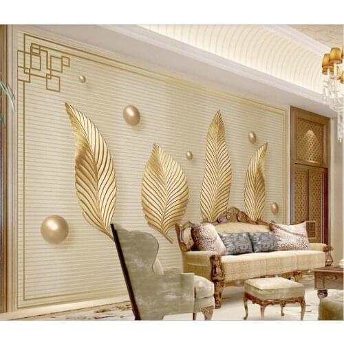 XUE SU Large custom mural wallpaper golden 3d three-dimensional leaf ball European pattern TV background wall cloth