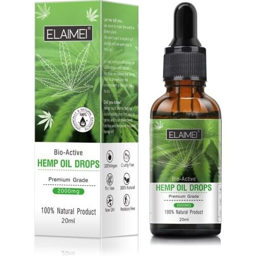 2000mg 20ML PURE Hemp Essential Oil Drop To Wake Body And Anti-anxiety Reduce Pressure More Concentration Feels like Full Energy