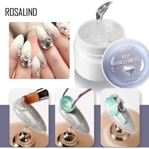 ROSALIND Gel Nail Polish 5ml No Wipe Adhesive Glue of Nail Art Design Rhinestones Decorations All For Manicure Top Base Set