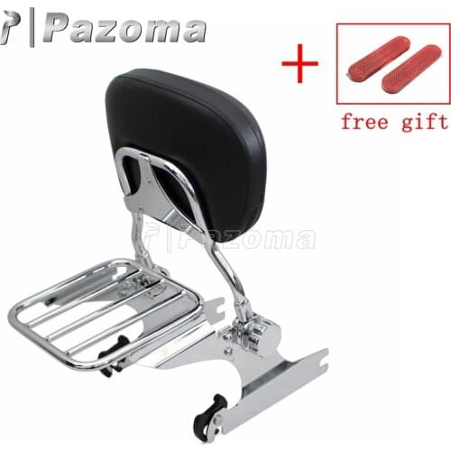 Chrome Adjustable Detachable Motorcycle Backrest Sissy Bar Luggage Rack for Harley Softail FXST FXSTI 2000-later