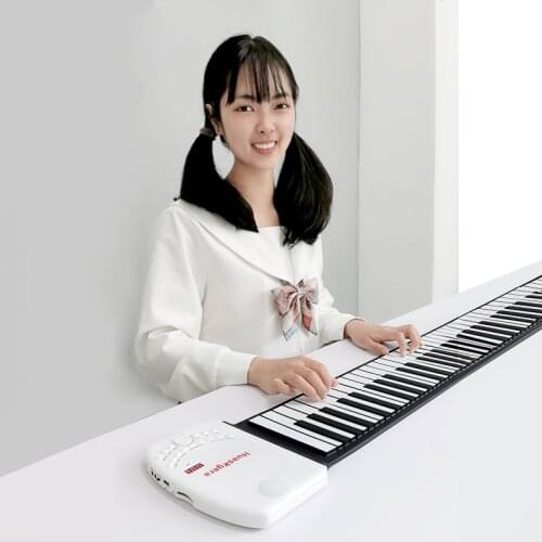Huaskyera rechargeable 88 keys keyboard piano USB roll-up piano MIDI electronic digital piano flexible silicone keyboard