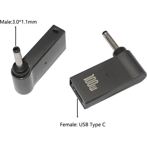 100W USB Type C to 3.0x1.1mm Plug Converter USB C PD Fast Charging Plug Connector Cable for Acer Samsung Asus Laptop Charger