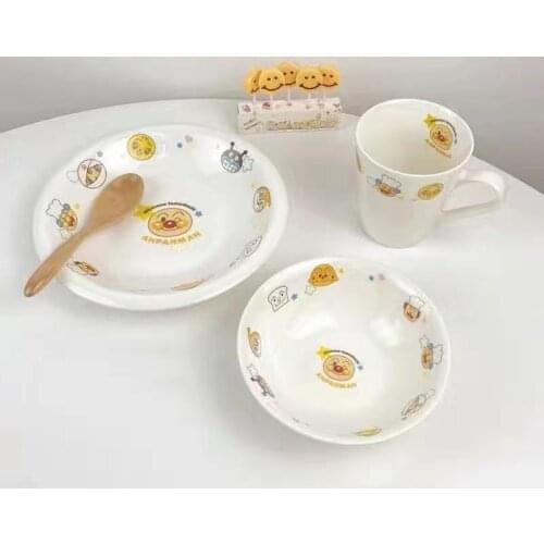 Ceramic Childrens Plate Ins Style Japanese Childlike Anpanman and Bear Plate Cute One-person Tableware