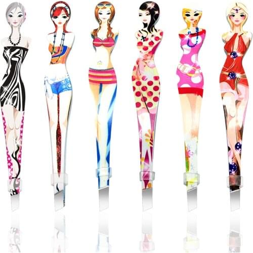 Cute Makeup Tweezers Geisha Eyebrow Tweezers Hair Removal Makeup Tool For Eyebrows Plucking Scissors Make Up 6 Pcs