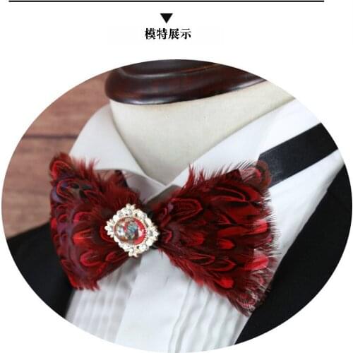 Fashion Mens Ties Set Men Gift Formal Dress Handmade Feather Bow Tie Blouse Men Fashion Neck Tie