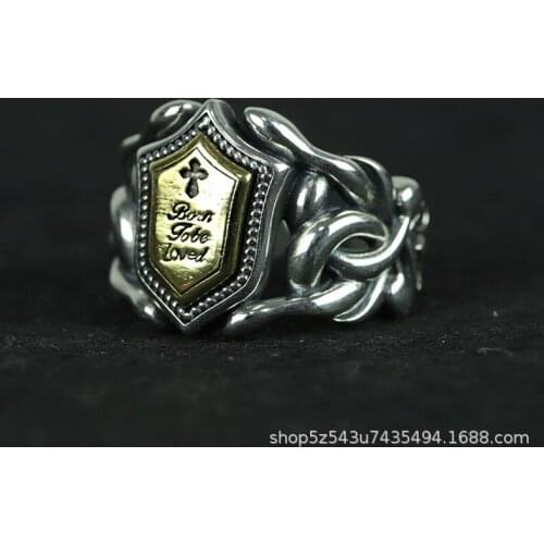 2021 trend 100% s925 Silver JewelrySix-Character Mantra ring for Men Daming Mantra Adjustable Wide Version Ethnic Man Ring