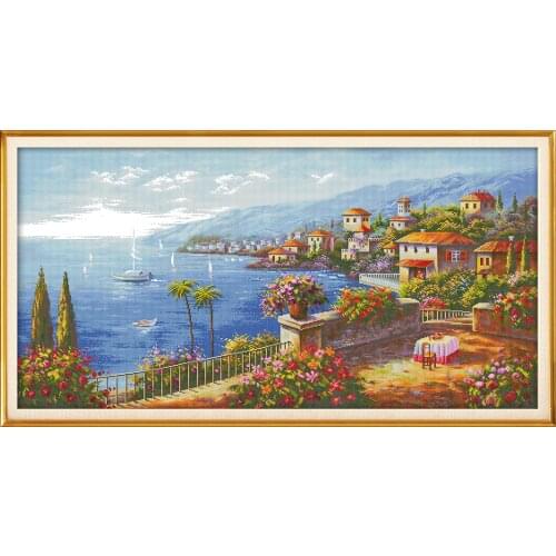 NKF Mediterranean Style Counted Cross Stitch 11CT 14CT Cross Stitch Set Wholesale DIY Kit Embroidery Needlework for Home Decor