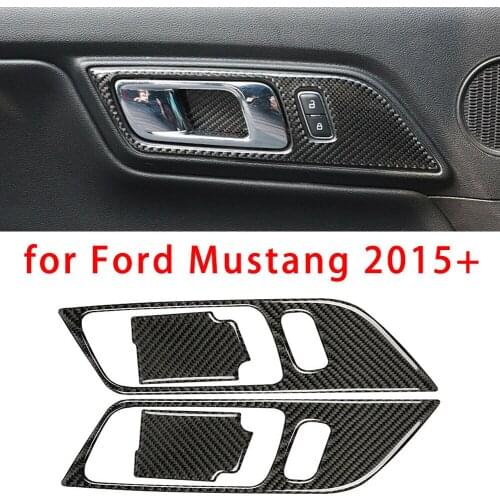 Real Carbon Fiber Interior Door Handle Trim Cover For Ford Mustang 2015-2020 Durable Practical Interior Decoration