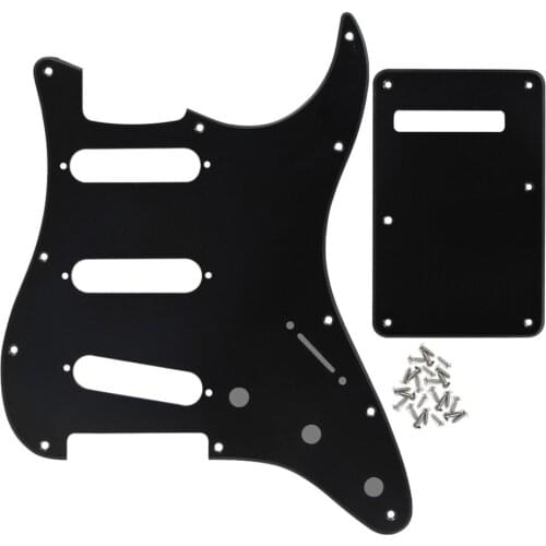 NEW 1 Ply Matte Black 11 Holes Electric Guitar Pickguard Scratch Plate SSS Strat+Back Plate+ Screws For FD ST