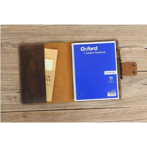 Personalized rustic distressed leather cover for 8 x 10.5 inch Oxford spiral notebook / 8" x 10.5" notebook leather cover