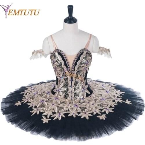 Black Gold adult professional ballet tutu girls competition performance classical ballet tutus platter tutu ballet costume women