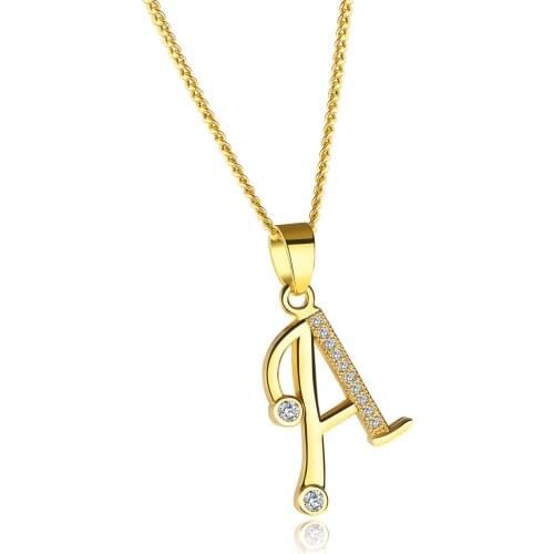 Simple Letter Necklace Rhinestone A- Z Name Initial Pendant For Women Gold Charm Trendy Jewelry Friends Family Gift
