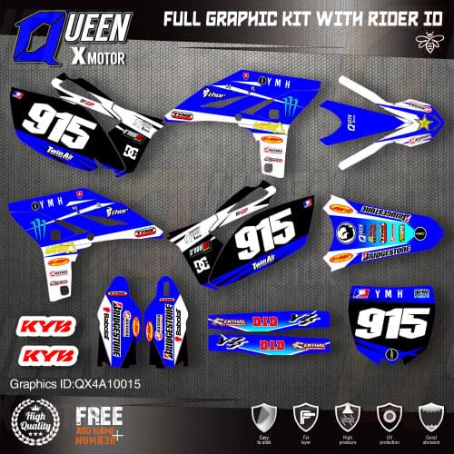 QUEEN X MOTOR Custom Team Graphics Backgrounds Decals 3M Stickers Kit For YAMAHA 2010-2013 YZF250 015