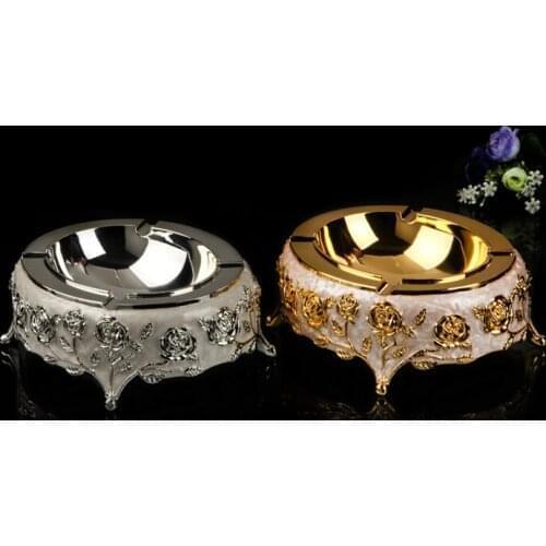 Luxury Ash Tray Metal Smoking Ashtray Portable Cigarette Cigar Jar For Home Decoration Office Cafe Furnishing Decor