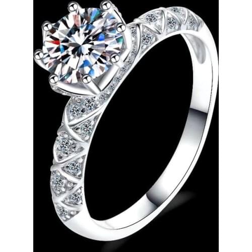 Luxury 925 Silver 1 Carat Excellent Cut D Color Pass Diamond Test Mossanite Party Ring