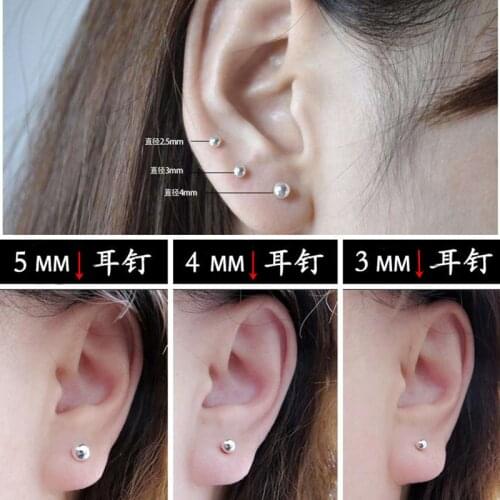 990 925 Sterling Sliver Glossy Ball Stud Earrings For Women Smooth Small Round Beads Small Ball Earings Earring Fashion Jewelry