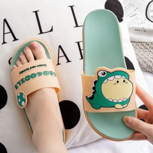 Thick Flat Slipper Women Indoor Bathroom Household Ladies Sandals Slides Female Letter Print Cartoon Lovely Home Shoes Flip Flop