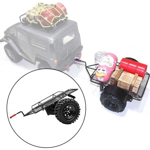 Heavy Duty Metal Racing RC Trailer with Wheels Hub Cargo Carrier Kits for Axial SCX10 RC 4WD D90 Crawler Upgrade Parts