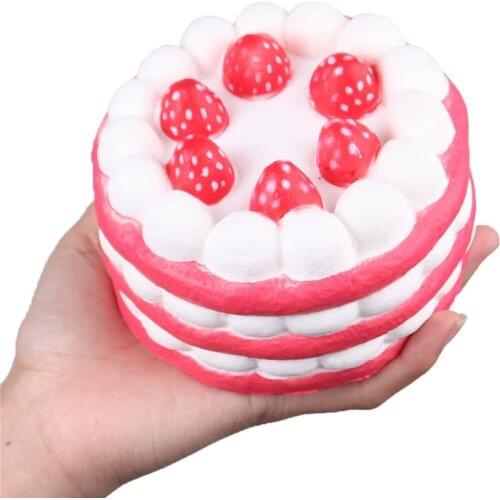 Cute Jumbo Strawberry Cake Stress Reliever Squishy Slow Rising Cream Scented Decompression Cure Toy squish toys for kid child