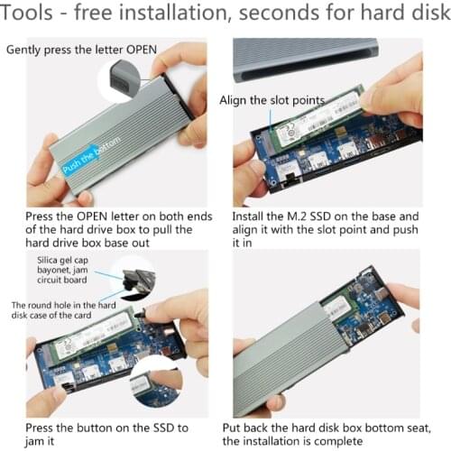 USB C Hub M.2 SSD Enclosure HDMI-Compatible+USB3.1+RJ45+PD Type-C Docking Station for M.2 NVME SSD 6 in 1 Hub R1WC Wholesalse