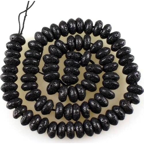 1 strand/lot) New 10x5mm Black Lava Abacus Shape Loose Beads Stone Beads